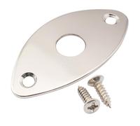 Musiclily Pro Steel Curved Oval Jack Plate for Electric Guitar and Bass, Nickel