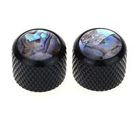 Musiclily Pro Steel Push-on Abalone Top Dome Control Knobs Black 2Pcs