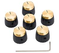 Musiclily Pro Universal Amplifier Push-on Knobs with Set Screw, Gold 6 Pcs | for All Potentiometers Marshall AMP