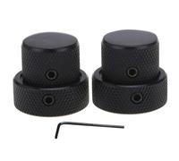 Musiclily Pro Universal Metal Dual Concentric Stacked Control Knobs for Electric Guitar and Bass, Black (Set of 2)