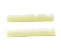 Musiclily Pro Urea Resin Plastic 40mm Slotted Jazz Bass Nuts Flat Bottom for 4-string J Bass, Ivory(Set of 2)