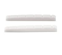 Musiclily Pro Urea Resin Plastic 43mm Slotted Strat Tele Electric Guitar Nuts Flat Bottom for 6-string Stratocaster/Telecaster Guitar, White(Set of 2)