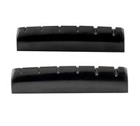 Musiclily Pro Urea Resin Plastic Slotted 43mm LP Style Guitar Nuts Flat Bottom for 6 String Les Paul or Acoustic Guitar, Black(Set of 2)