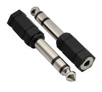 Musiclily Professional 3.5mm Female Plug to 6.35mm Male Jack Audio Stereo adapter Converter, Black(2 Pieces