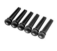 Musiclily Slotted Ebony Acoustic Guitar Bridge Pins, Black with 3mm White Pearl Shell Dot(6 Pieces)