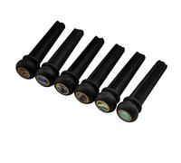 Musiclily Slotted Ebony Acoustic Guitar Bridge Pins, Black with 4mm Green Pearl Shell Dot(6 Pieces)