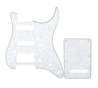 Musiclily SSH 11 Hole Strat Guitar Pickguard and BackPlate Set for Fender USA/Mexican Standard Stratocaster Modern Style, 4Ply White Pearl