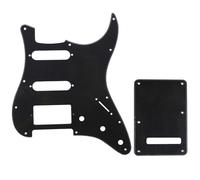 Musiclily SSH 11 Hole Strat Guitar Pickguard and BackPlate Set for Fender USA/Mexican Standard Stratocaster Modern Style, 1Ply Black
