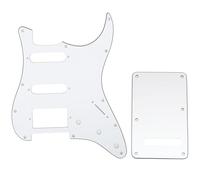 Musiclily SSH 11 Hole Strat Guitar Pickguard and BackPlate Set for Fender USA/Mexican Standard Stratocaster Modern Style, 3Ply White
