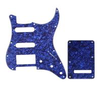 Musiclily SSH 11 Hole Strat Guitar Pickguard and BackPlate Set for Fender USA/Mexican Standard Stratocaster Modern Style, 4Ply Blue Pearl