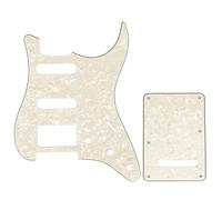 Musiclily SSH 11 Hole Strat Guitar Pickguard and BackPlate Set for Fender USA/Mexican Standard Stratocaster Modern Style, 4Ply Parchment Pearl