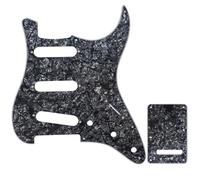Musiclily SSS Strat Pickguard and Back Plate Set for Fender USA/Mexican Standard Stratocaster Modern Style Electric Guitar, 4Ply Black Pearl