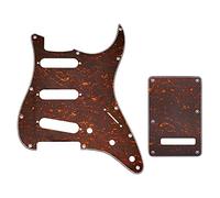Musiclily SSS Strat Pickguard and Back Plate Set for Fender USA/Mexican Standard Stratocaster Modern Style Electric Guitar, 4Ply Red Tortoise