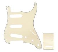Musiclily SSS Strat Pickguard and Back Plate Set for Fender USA/Mexican Standard Stratocaster Modern Style Electric Guitar, 3Ply Cream
