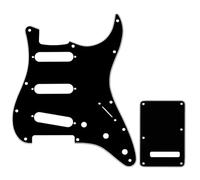 Musiclily SSS Strat Pickguard and Back Plate Set for Fender USA/Mexican Standard Stratocaster Modern Style Electric Guitar, 3Ply Black
