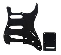 Musiclily SSS Strat Pickguard and Back Plate Set for Fender USA/Mexican Standard Stratocaster Modern Style Electric Guitar, 1Ply Black