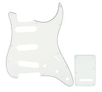 Musiclily SSS Strat Pickguard and Back Plate Set for Fender USA/Mexican Standard Stratocaster Modern Style Electric Guitar, 3Ply Parchment