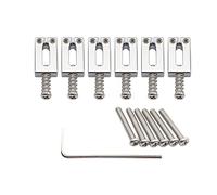 Musiclily Ultra 11.2mm Modern Full Brass Bridge Saddles for Vintage Strat Style Electric Guitar, Chrome (Set of 6)