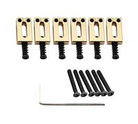 Musiclily Ultra 11.2mm Modern Full Brass Bridge Saddles for Vintage Strat Style Electric Guitar, Gold (Set of 6)