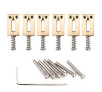 Musiclily Ultra 11.2mm Modern Style Brass Saddles for Vintage Strat Style Electric Guitar, Original Color (Set of 6)