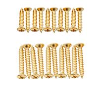 Musiclily Ultra 2.5x15mm and 2.5x18mm Stainless Steel Countersunk Mounting Screws Set for Electric Guitar Bass Humbucker Pickup Ring, Gold (Set of 20)
