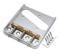 Musiclily Ultra 54mm Aluminum Plate Vintage Telecaster Bridge with Brass Compensated 3-Saddle for Tele Style Electric Guitar, Chrome