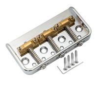 Musiclily Ultra 54mm Aluminum Short Plate Vintage Tele Bridge with Brass Compensated 3-Saddle for Tele Style Electric Guitar, Chrome