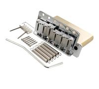 Musiclily Ultra 56mm(2-7/32 inch) American Vintage Style 6-Screw ST Tremolo Bridge with Modern Brass Saddles 42mm Solid Brass Block Push-In Arm for Strat Style Electric Guitar, Chrome