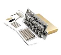 Musiclily Ultra 56mm(2-7/32 inch) American Vintage Style 6-Screw ST Tremolo Bridge with Steel Bent Saddles 42mm Solid Brass Block Push-In Arm for Strat Style Electric Guitar, Chrome