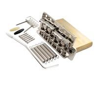 Musiclily Ultra 56mm(2-7/32 inch) American Vintage Style 6-Screw ST Tremolo Bridge with Steel Bent Saddles 42mm Solid Brass Block Push-In Arm for Strat Style Electric Guitar, Nickel