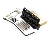 Musiclily Ultra 56mm(2-7/32 inch) American Vintage Style 6-Screw ST Tremolo Bridge with Steel Bent Saddles 42mm Solid Brass Block Push-In Arm for Strat Style Electric Guitar, Black