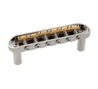 Musiclily Ultra BJ003 55mm Offset Bridge for Jazzmaster Jaguar Style Chrome | 2-3/16 inch String Spacing, with Full Solid Brass Plate Threaded Vintage 6-Saddle, for Electric Guitar