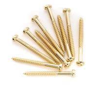 Musiclily Ultra Metric M2.5x25mm Stainless Steel Pickup Mounting Wood Screws Phillips Pan Head Half Thread for Electric Guitar, Gold (Set of 10)