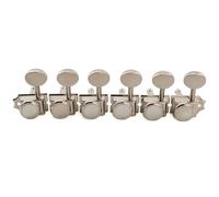 Musiclily Ultra R18T-13 Lefty 6 inline Semi Closed Locking Tuners Nickel | 18:1 Vintage Hybrid Staggered, Machine Heads Tuning Pegs Keys, with Oval Button, for Fender Squier Strat Tele Guitar