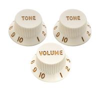 Musiclily Ultra Universal Fitting Size Strat Knobs 2 Tone 1 Volume Set for Fender Stratocaster ST Style Electric Guitar, Aged White