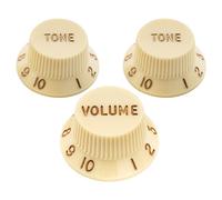 Musiclily Ultra Universal ST Control Knobs 2 Tone 1 Volume Set Aged White | 2T1V, for Fender Strat Style Electric Guitar