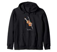MUSICONPRINT VIOLIN LINE ART Musicians Band Orchestra Zip Hoodie