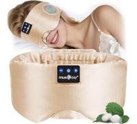 MUSICOZY 100% Mulberry Silk Cooling Sleep Mask Headphones, 100% Blackout