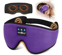 MUSICOZY 3D Bluetooth Sleep Mask Headphones, 100% Blockout Sleep Headphones with Bluetooth 5.4, 16H Play, Soft Eye Mask with Headphone for Sleeping,Travel,Nap & Side Sleepers, Gift for Men/Women
