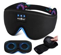 MUSICOZY Bluetooth Sleep Mask Headphones with 2 Removable 3D Cups, 100% Blackout Eye Mask & Smart Timer, 14H Playtime, Breathable Bamboo Cotton for Side Sleepers