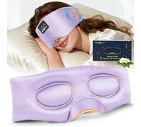 MUSICOZY Silk Sleep Mask Headphones,Pure Mulberry Silk 100% Blackout 3D Deep Eye Mask with Headphone,Ultra Soft&Comfortable Sleep Headphones Breathable Sleeping Mask with 14H Playtime&Bluetooth 5.4