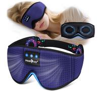 MUSICOZY Sleep Headphones for Side Sleepers, Soft Comfortable Breathable Bluetooth Sleep Mask, 3D No Eye Pressure & 100% Blackout Eye Mask for All Night Sleep, Travel, Insomnia, 14H Playtime