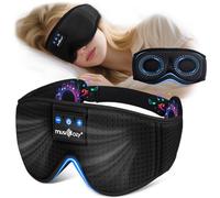 MUSICOZY Sleep Headphones for Side Sleepers, Soft Comfortable Breathable Bluetooth Sleep Mask, 3D No Eye Pressure & 100% Blackout Eye Mask for All Night Sleep, Travel, Insomnia, 14H Playtime