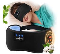 MUSICOZY Sleep Headphones, Soft Cotton Bluetooth Sleep Mask with Headphones for Side Sleepers, Wireless Eye Mask with Thin Speakers, 100% Blackout for All Night Sleep,Travel, Airline,Shift Work