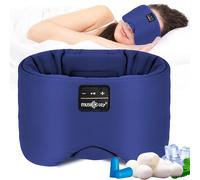 Musicozy Sleep Mask Headphones,100% Blackout Bluetooth Silk Eye Mask Headphones for Men Women,Wireless Sleep Headphones Eye Mask with Headphones for Sleeping,Travel,Relax (Blueness)