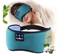 MUSICOZY Sleep Mask Headphones, Soft Breathable Bluetooth Sleep Mask, 100% Blackout Eye Mask for Side Sleepers, Perfect for Travel/Naps/Yoga | BT 5.4 & 16H Playtime Tech Gifts | Lake Blue