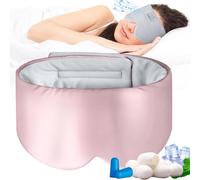 MUSICOZY Sleep Mask with Bluetooth Headphones,100% Natural Silk Eye Mask Headphones for Men Women,Soft Sleep Headphones Bluetooth Eye Mask for Sleeping,Travel,Relax,Yoga,Meditation (Pink)