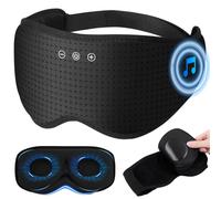 MUSICOZY White Noise Sleep Mask with Timer, 29 Soothing Sounds, 3D Bamboo Cotton Eye Mask with 2 Replaceable Pads, 3 Timings (30/60/90 Mins), 100% Eye Shading for Sleeping, Gift for Women/Men