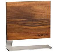 Musifan Magnetic Knife Holder - Double-Sided, Stainless Steel Base, Rustic Brown Ash Wood Knife Block