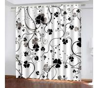 Musihy 2 Panel Curtains, 52 x 72 Inches Cloverleaf Thermal Insulated Energy Saving Window Treatment Curtains Blackout Drapes, Black Grey